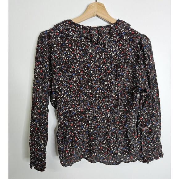 Madewell 100% Silk Ruffle-Hem Wrap Top in Starry Night Women's XS - Picture 6 of 11